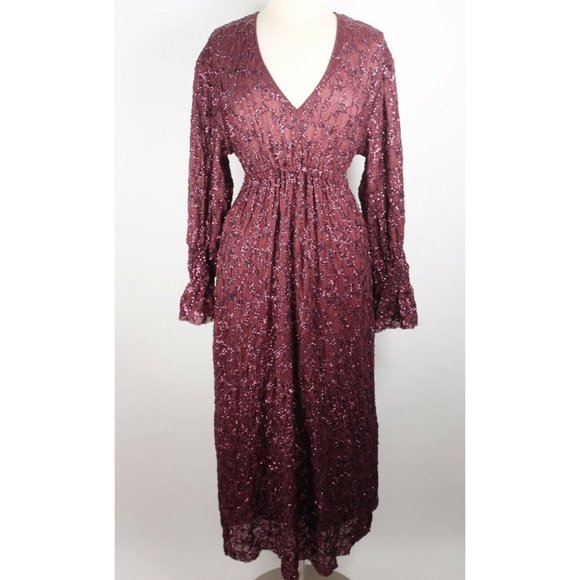 New sz M Zara Limited Edition sequin dress long maxi long sleeves $169 - Picture 1 of 8